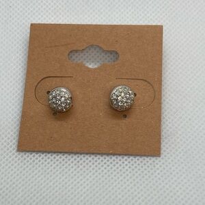 Silver tone pave style rhinestone studs